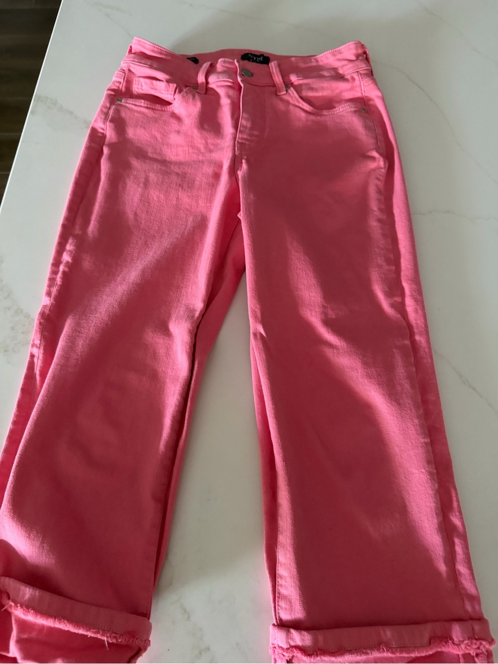 NYDJ Pink Women's Straight-Leg Cropped and cuffed Jeans